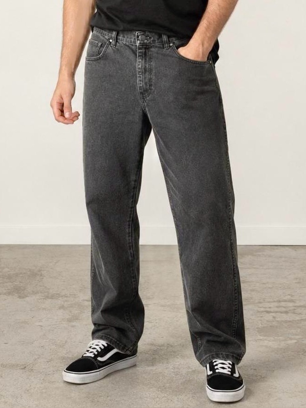 WRANGLER Relaxed Fit Faded Wash Black Jeans